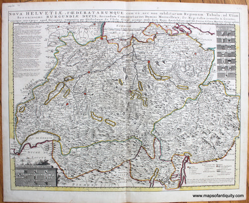 Antique-Hand-Colored-Map-Nova-Helvetiae-Foederatarumque-cum-ea-nec-non-subditarum-Regionum-Tabula-ad-Usum-Serenissimi-Burgundiae-Ducis.-(Switzerland)-Europe-Switzerland-1742-Covens-&-Mortier-Maps-Of-Antiquity