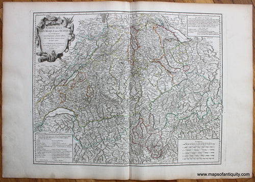 Antique-Hand-Colored-Map-Carte-de-la-Republique-des-Suisses-(Switzerland)-Europe-Switzerland-1756-Vaugondy-Maps-Of-Antiquity