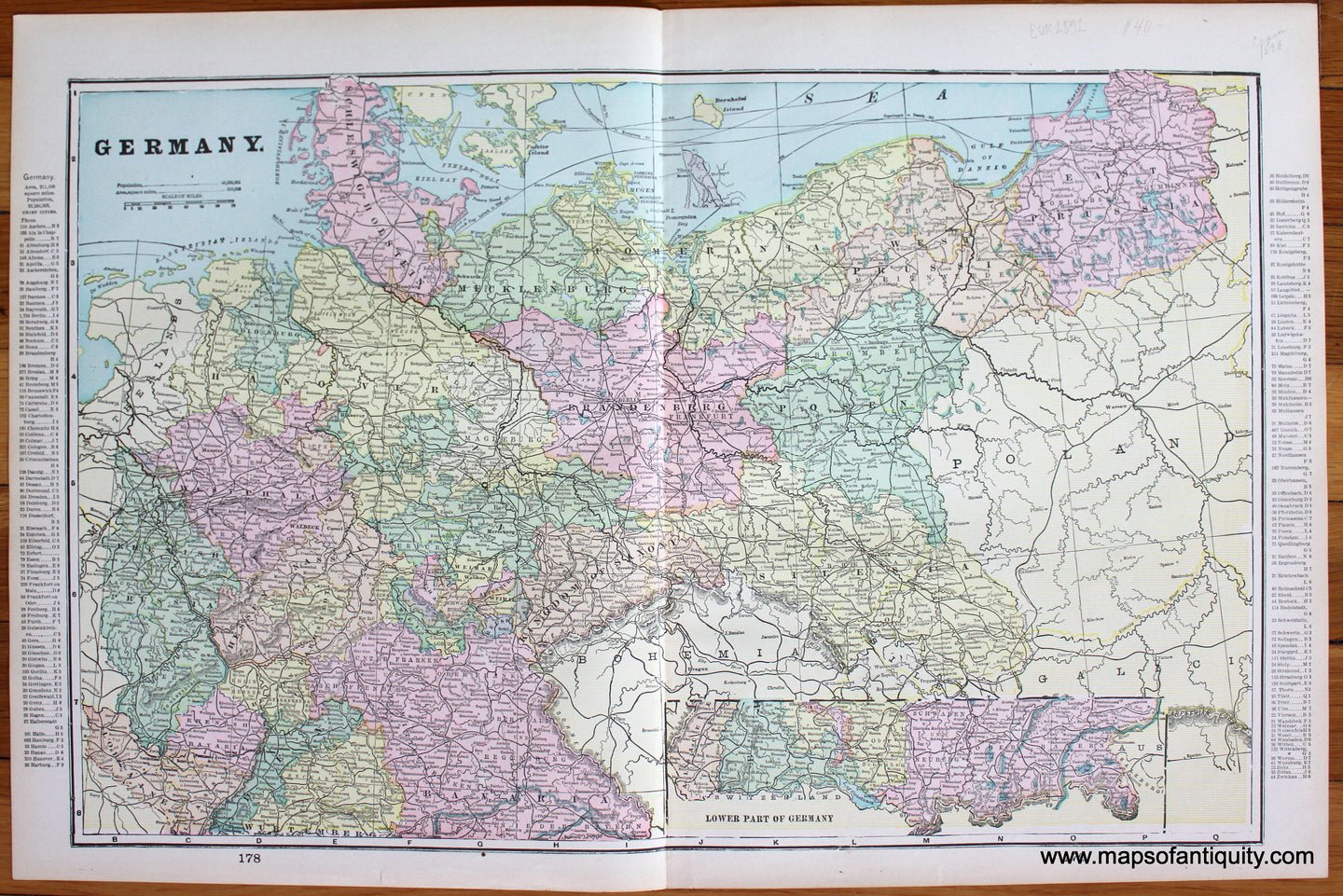Antique-Map-Europe-Germany-Greece-Austria-Hungary