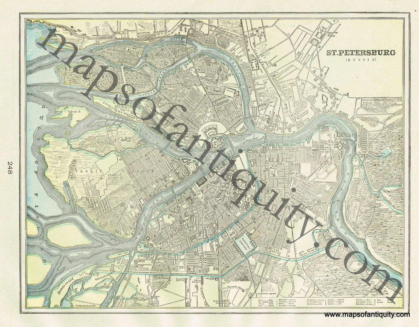 Antique-Printed-Color-Map-St.-Petersburg-(Russia)-verso:-Stockholm-Sweden-and-Gulf-of-Bothnia-Europe-Russia-Scandinavia-Denmark-&-Iceland-1900-Cram-Maps-Of-Antiquity