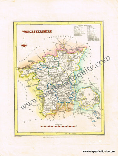 Antique-Hand-Colored-Map-Worcestershire-England-Europe-England-c.-1820-Creighton/Walker-Maps-Of-Antiquity