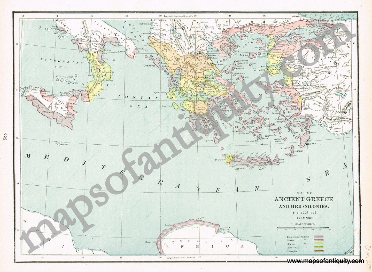Antique-Printed-Color-Map-Map-of-Ancient-Greece-and-Her-Colonies-Greece-&-The-Balkans-Turkey-&-the-Mediterranean--1894-Cram-Maps-Of-Antiquity