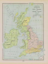 Load image into Gallery viewer, Antique-Map-Anglo-Saxon-Celtic-Kingdom-British-Isles-Islands-Europe-Cram-1894
