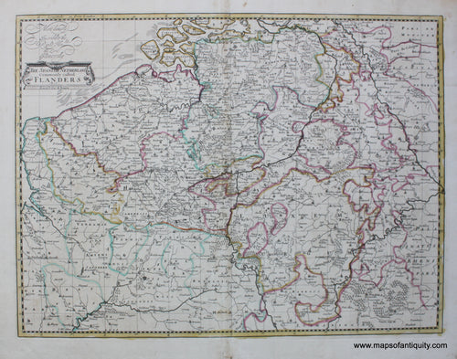 Antique-Hand-Colored-Map-The-Spanish-Netherlands-Commonly-called-Flanders-Europe-Belgium-1719-Senex-Maps-Of-Antiquity