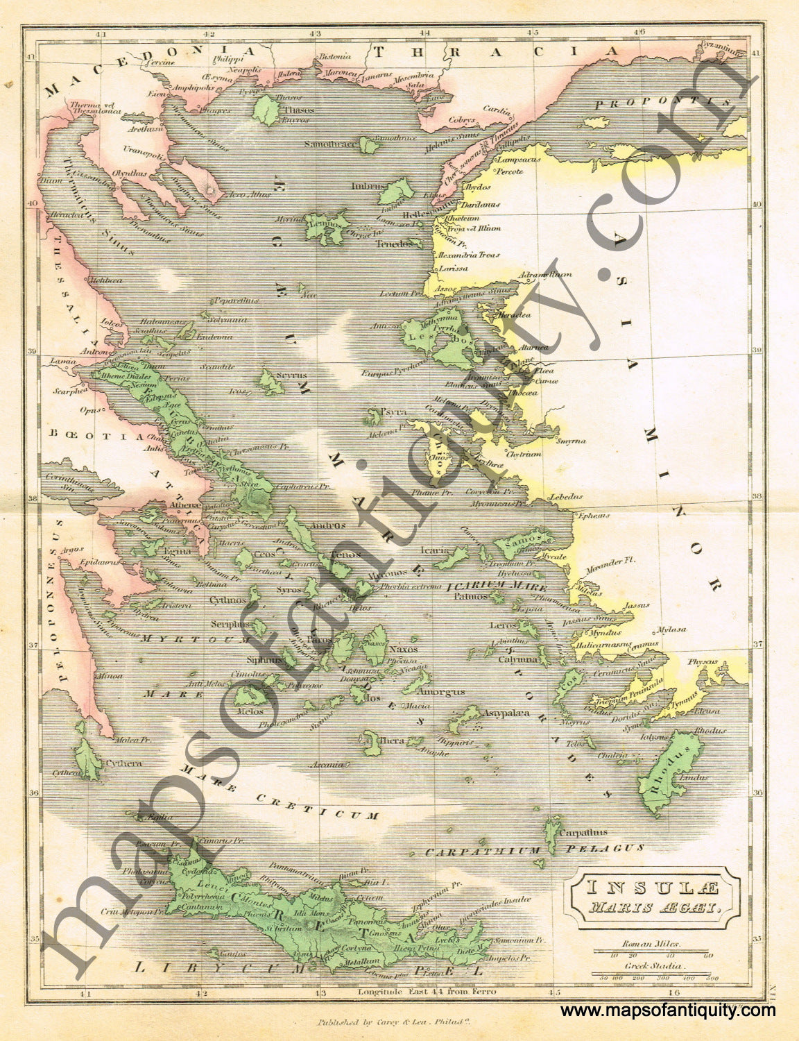 Antique-Hand-Colored-Map-Insulae-Maris-Aegaei-Europe-Ancient-World-Europe-General-Greece-&-the-Balkans-Turkey-&-the-Mediterranean-1838-Butler-Maps-Of-Antiquity