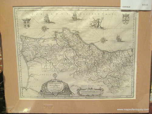 Black-and-white--Portugallia-et-Algarbia-que-olim-Lusitania-******-Europe-Spain-and-Portugal-c.1628-1650-Marian-Matthaus-Maps-Of-Antiquity