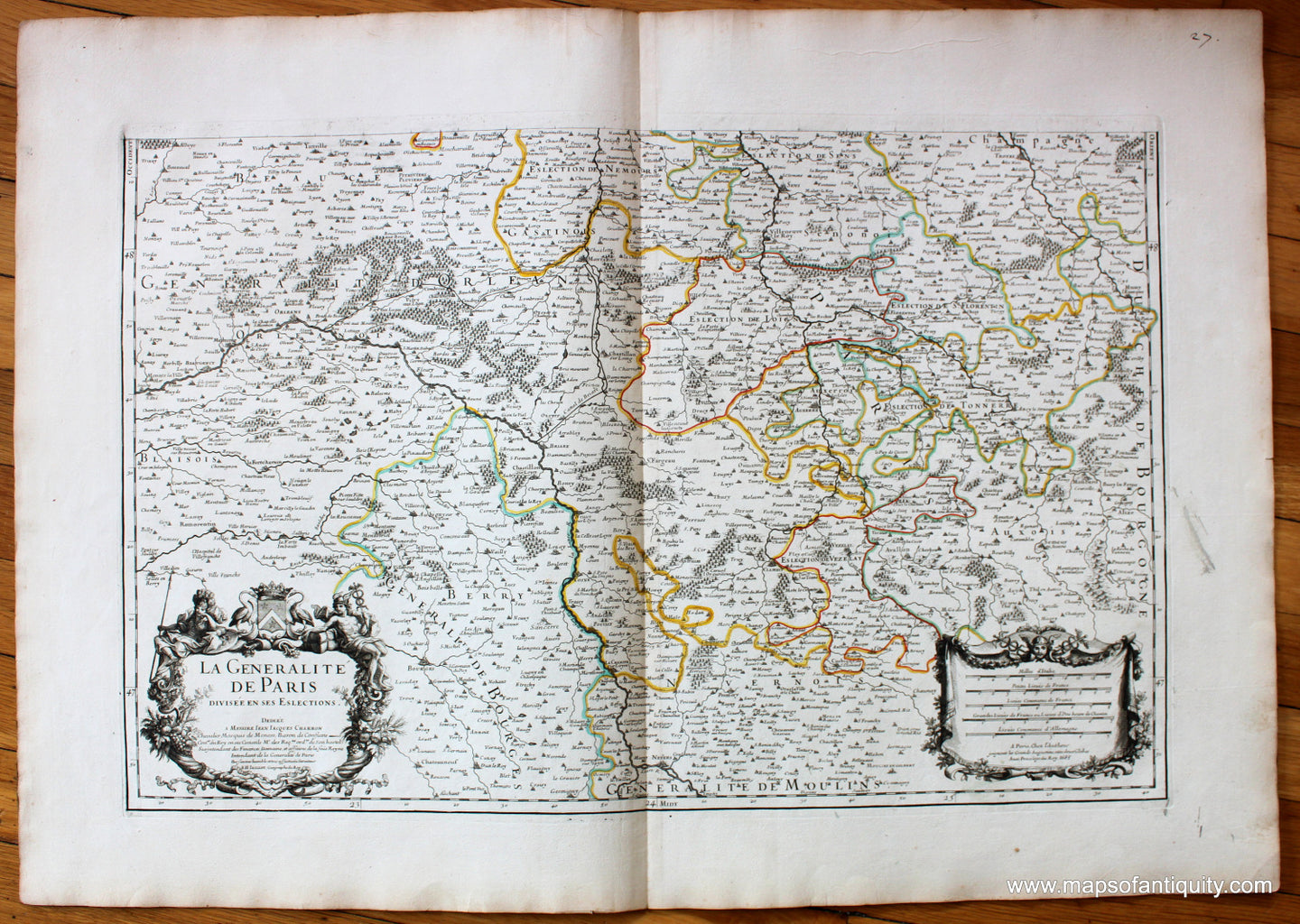 Antique-Hand-Colored-Map-La-Generalite-de-Paris-(Southern-Half)-Europe-France-1695-Jaillot-Maps-Of-Antiquity