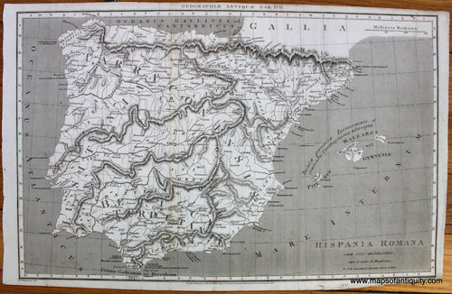 Antique-Uncolored-Map-Hispania-Romana-cum-viis-militaribus-Europe-Spain-&-Portugal-1807-Longman-Hurst-Rees-&-Orme-Maps-Of-Antiquity