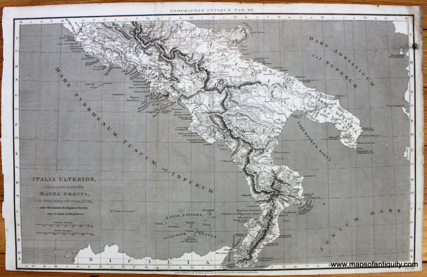 Antique-Uncolored-Map-Italia-Ulterior-cujus-pars-australis-Magna-Graecia-ob-Graecorum-colonias-dieta-ante-divisionem-ab-Augusto-factam-Europe-Italy-1807-Longman-Hurst-Rees-&-Orme-Maps-Of-Antiquity