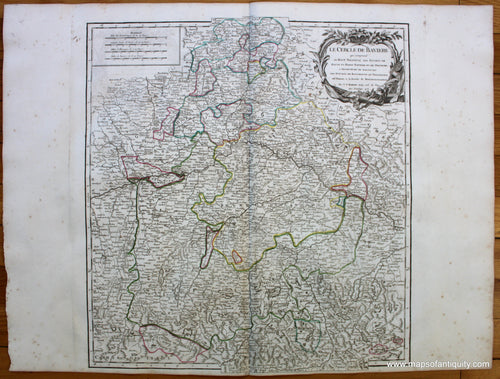 Antique-Hand-Colored-Map-Le-Cercle-de-Baviere-Europe--1757-Vaugondy-Maps-Of-Antiquity