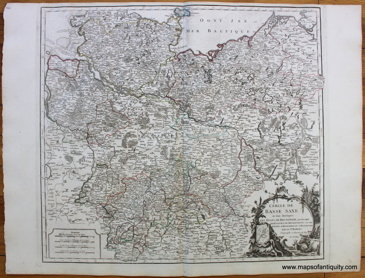 Antique-Hand-Colored-Map-Cercle-de-Basse-Saxe-Europe--1757-Vaugondy-Maps-Of-Antiquity