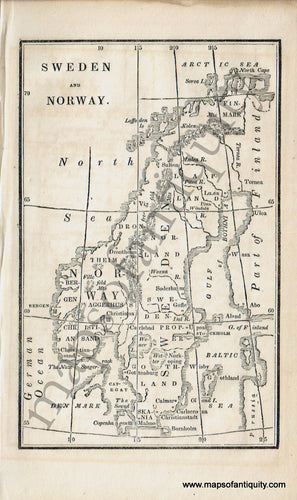 Antique-Black-and-White-Map-Sweden-and-Norway-Europe-Scandinavia-Denmark-&-Iceland-1830-Boston-School-Geography-Maps-Of-Antiquity