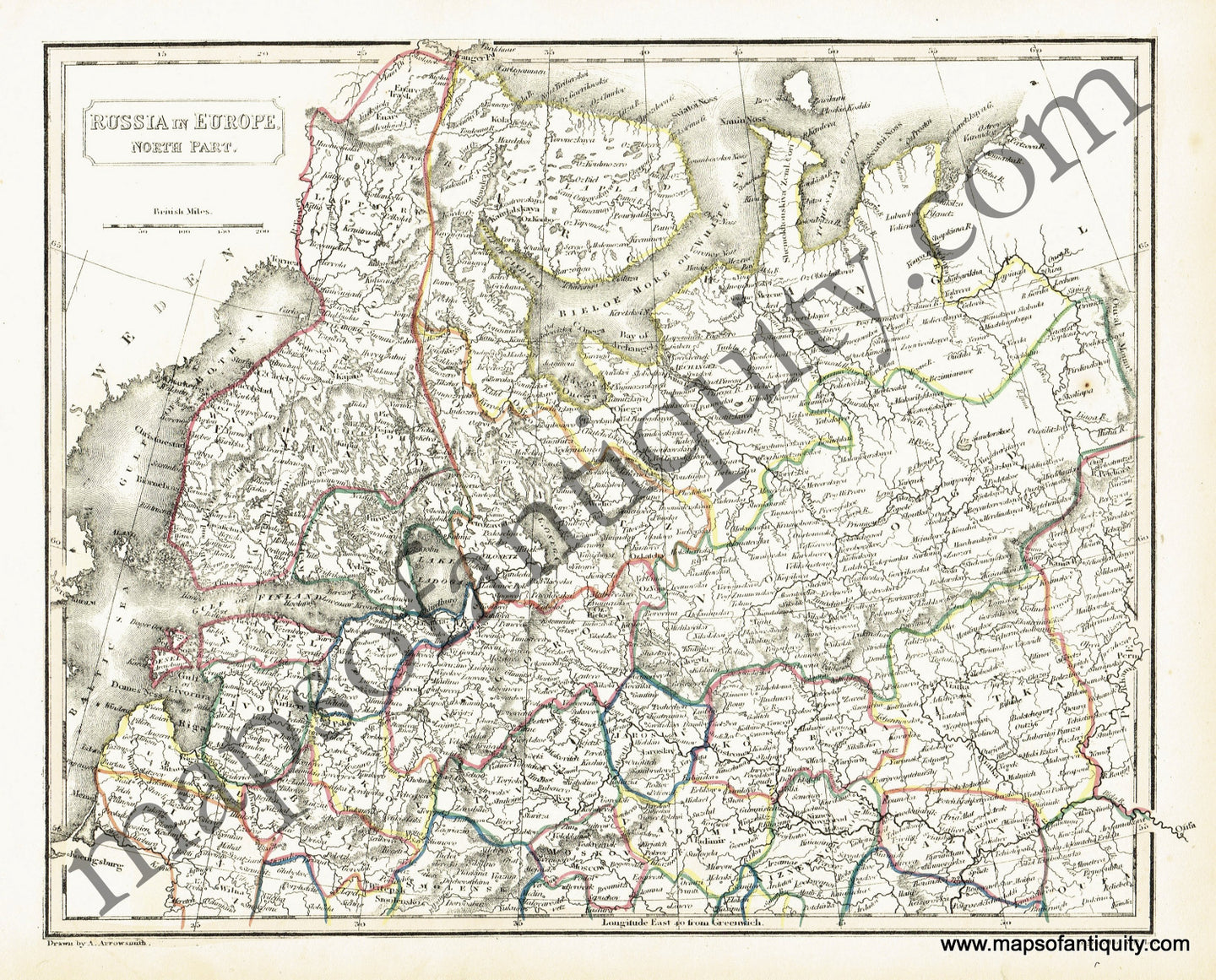 Antique-Hand-Colored-Map-Russia-in-Europe-North-Part-Europe-Russia-1817-Arrowsmith-Maps-Of-Antiquity