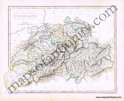 Antique-Hand-Colored-Map-Switzerland-Europe-Switzerland-1817-Arrowsmith-Maps-Of-Antiquity