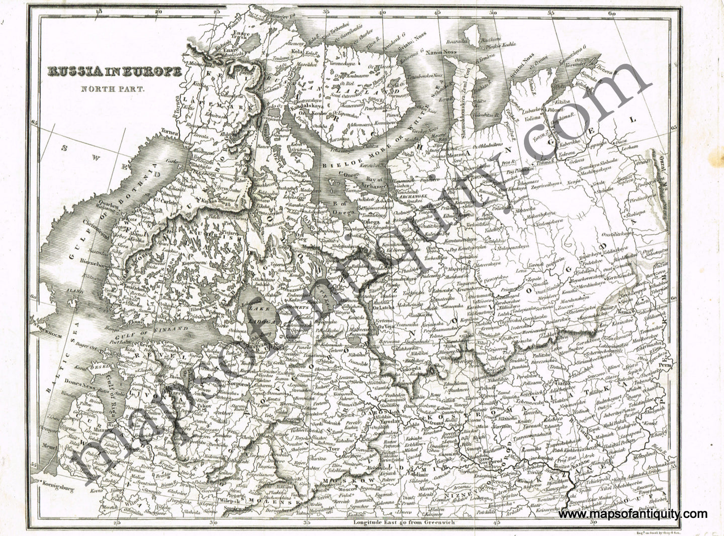 Antique-Black-and-White-Map-Russia-in-Europe-(North-Part)-Europe-Russia-1828-Blackie-Maps-Of-Antiquity