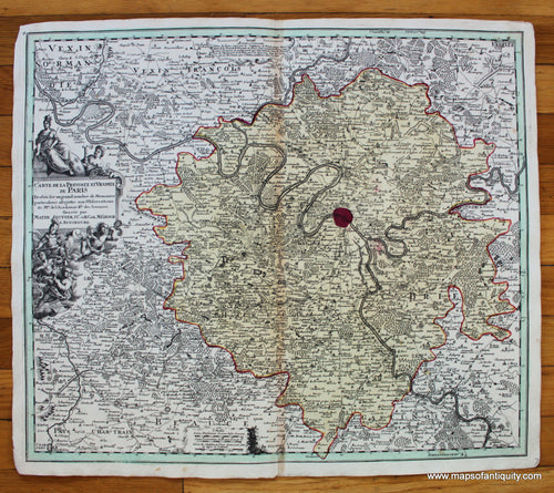 Antique-Hand-Colored-Map-Carte-de-la-Prevoste-et-Vicomte-de-Paris-**********-Europe-Antique-Towns-&-City-Maps-and-Views-France-Paris-1716-Seutter-Maps-Of-Antiquity