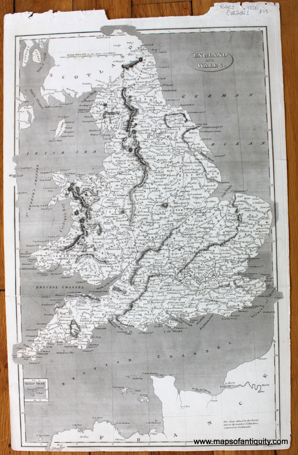 Antique-Black-and-White-Map-England-and-Wales-Europe-England-1806-Rees-Maps-Of-Antiquity