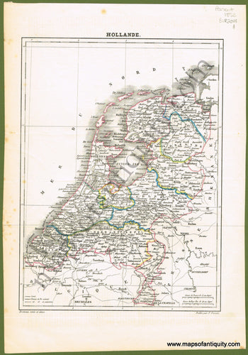 Antique-Hand-Colored-Map-Hollande-Europe-Holland-&-The-Netherlands-1853-Parent-Maps-Of-Antiquity