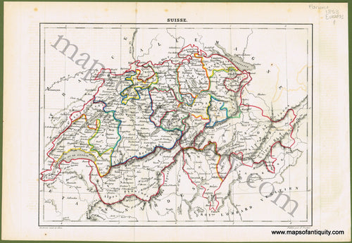 Antique-Hand-Colored-Map-Suisse.-Europe-Switzerland-1853-Parent-Maps-Of-Antiquity