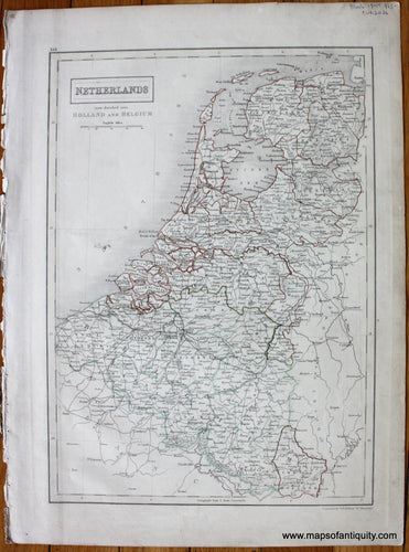 Antique-Hand-Colored-Map-Netherlands-Europe-Holland-&-The-Netherlands-1844-Black-Maps-Of-Antiquity