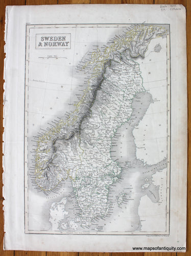 Antique-Hand-Colored-Map-Sweden-&-Norway-Europe-Scandinavia-Denmark-&-Iceland-1844-Black-Maps-Of-Antiquity