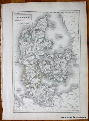 Antique-Hand-Colored-Map-Denmark.-Europe-Denmark-1844-Black-Maps-Of-Antiquity