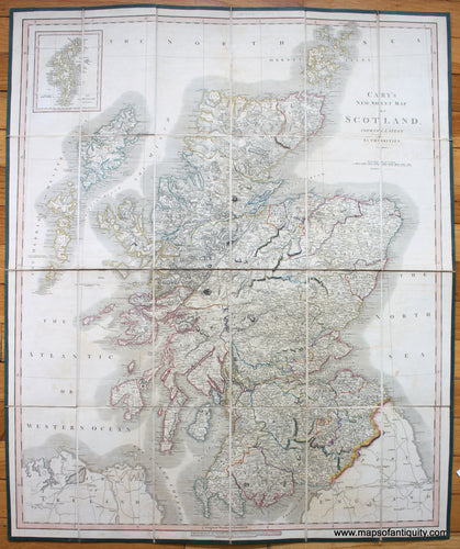 Antique-Hand-Colored-Map-Carey's-New-Sheet-Map-of-Scotland-From-the-Latest-Authorities.-Europe-Scotland-after-1860-Cruchley-Maps-Of-Antiquity