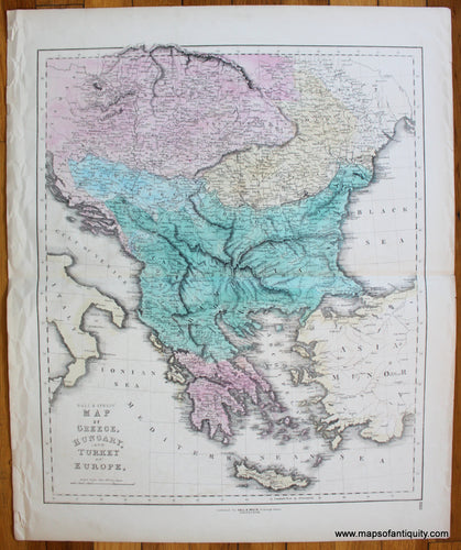 Antique-Hand-Colored-Map-Gall-&-Inglis'-Map-of-Greece-Hungary-and-Turkey-in-Europe-Europe-Greece-&-the-Balkans-Hungary-Turkey-&-the-Mediterranean-c.1860-Gall-and-Inglis-Maps-Of-Antiquity