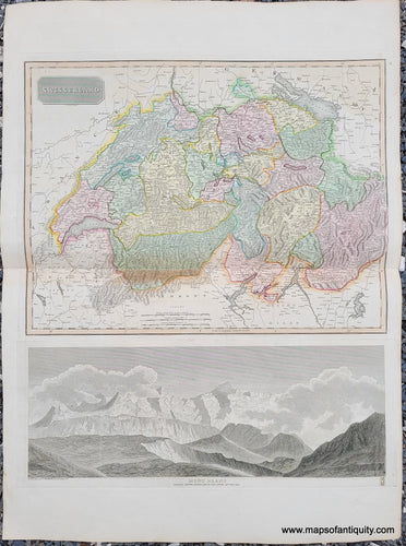 Antique-Hand-Colored-Map-Swisserland-(with-Mont-Blanc)-Europe-Switzerland-1817-Thomson-Maps-Of-Antiquity