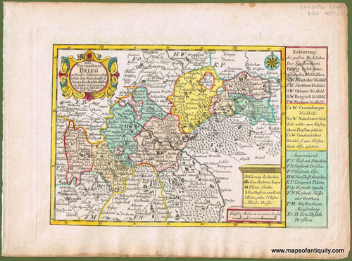 Antique-Hand-Colored-Map-Das-Furstenthum-Brieg-in-Nieder-Schlesien-(Part-of-Poland)-Europe-Poland-1749-John-George-Schreibern-Maps-Of-Antiquity