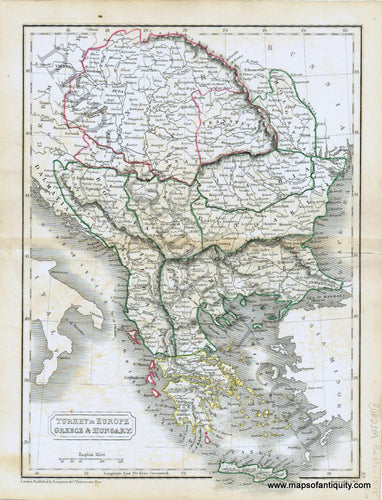 Antique-Hand-Colored-Map-Turkey-in-Europe-Greece-&-Hungary-Europe-Greece-&-the-Balkans-Turkey-&-the-Mediterranean-Hungary-1842-Butler-Maps-Of-Antiquity