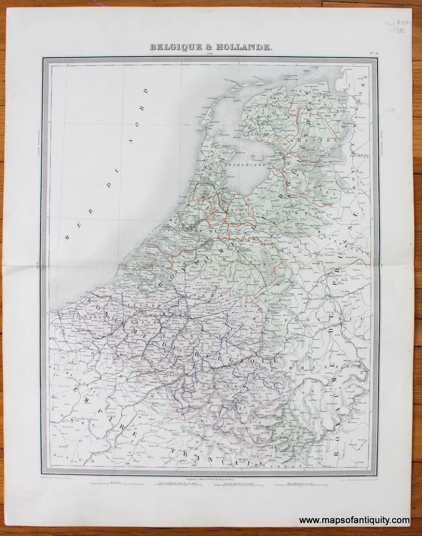 Antique-Hand-Colored-Map-Belgique-&-Hollande-Europe-Belgium-Holland-&-The-Netherlands-c.-1860-Tardieu-Maps-Of-Antiquity
