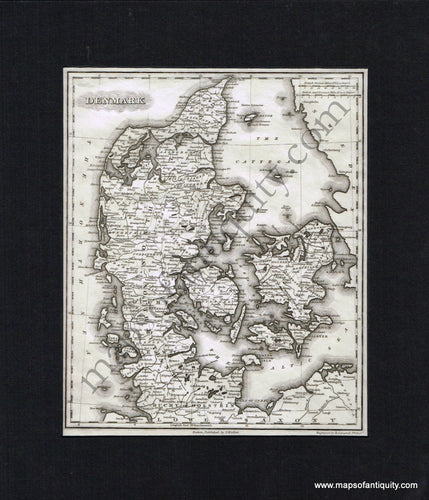 Antique-Black-and-White-Map-Denmark-Europe-Scandinavia-Denmark-&-Iceland--1834-Walker-Maps-Of-Antiquity