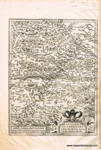 Antique-Black-and-White-Map-Basiliensis-Territorii-Descriptio-Nova-Europe-European-Cities-Switzerland-1598-Abraham-Ortelius-Maps-Of-Antiquity