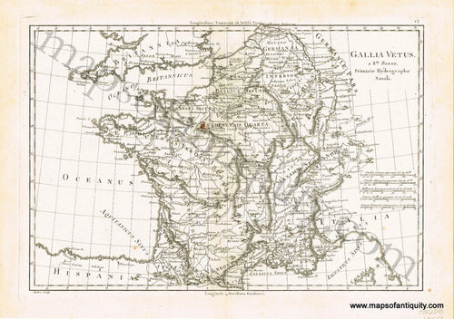 Antique-Black-and-White-Map-Gallia-Vetus-Europe-France-1780-Bonne-Maps-Of-Antiquity