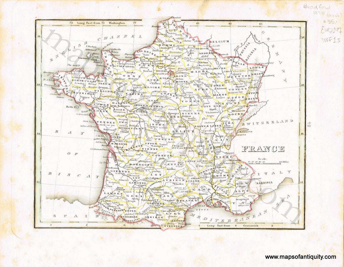 Antique-Hand-Colored-Map-France-Europe-France-1838-Bradford-Maps-Of-Antiquity
