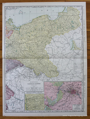 Antique-Printed-Color-Map-The-Rand-McNally-New-Library-Atlas-Map-of-German-Empire-(Eastern-Sheet)-Europe-Germany-Europe-General-Historical-Maps-&-Ancient-World-1912-Rand-McNally-Maps-Of-Antiquity