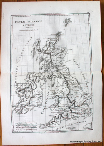 Antique-Map-Ancient-England-Scotland-Ireland-Insulae-Britannicae-Veteres-Bonne-Desmarest-1787