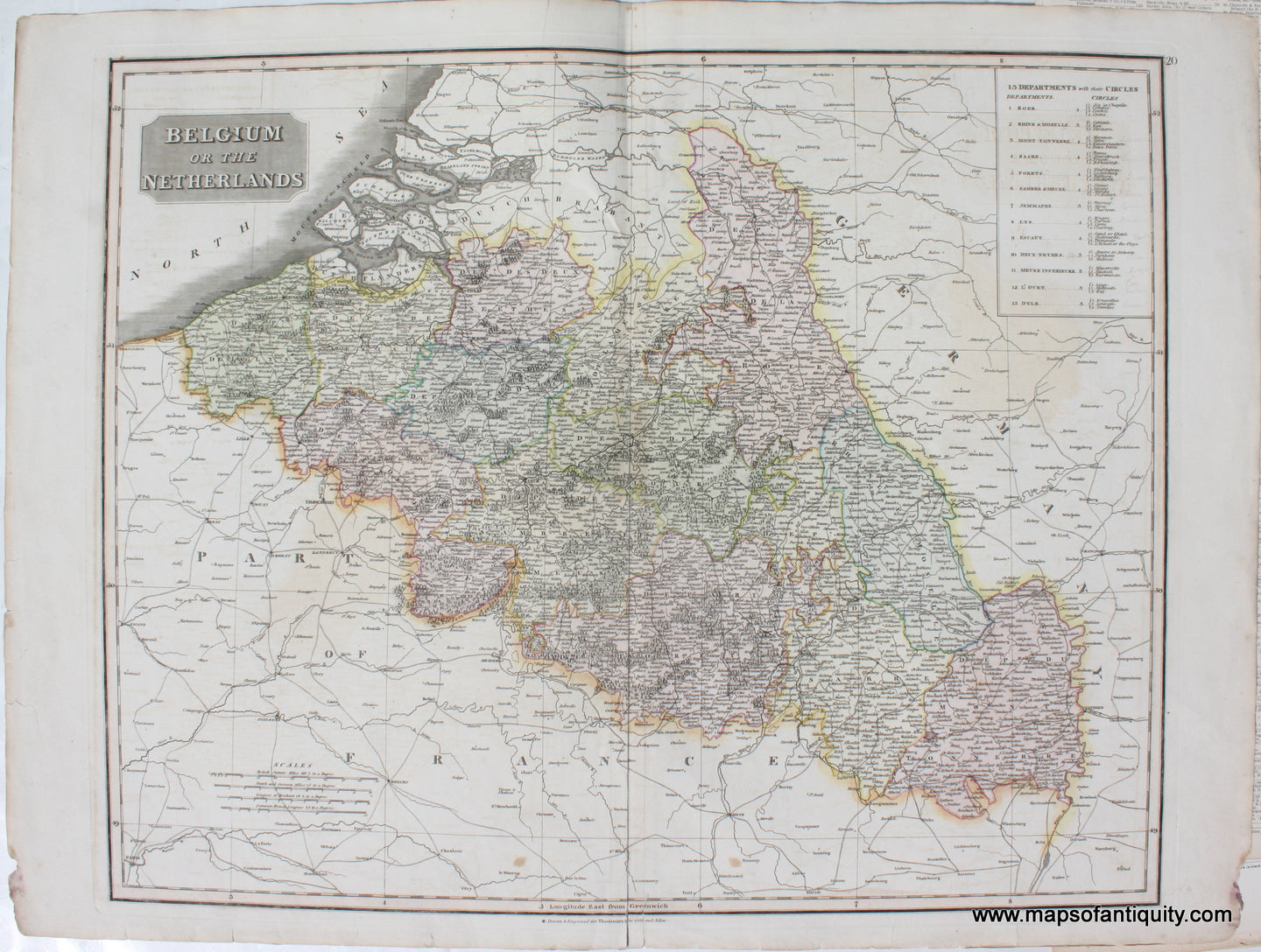 Antique-Map-Belgium-or-the-Netherlands-Thomson-Thomson's-New-General-Atlas-1817-1810s-1800s-Early-19th-Century-Maps-of-Antiquity