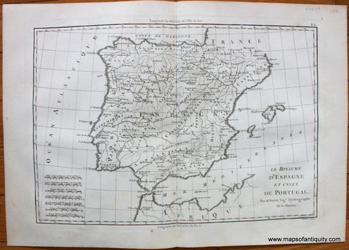 Antique-Map-Spain-Portugal-Bonne-Desmarest-1787