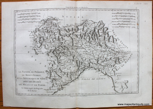 Antique-Map-Italy-Piedmont-Piemont-Savoie-Milan-Parme-Bonne-Desmarest-1787