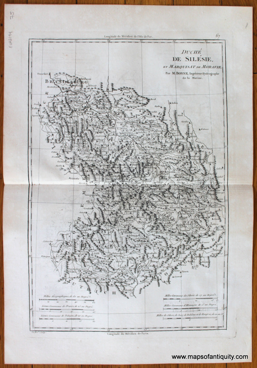 Antique-Map-Czech-Republic-Poland-Silesia-Moravia-Bonne-Desmarest-1787