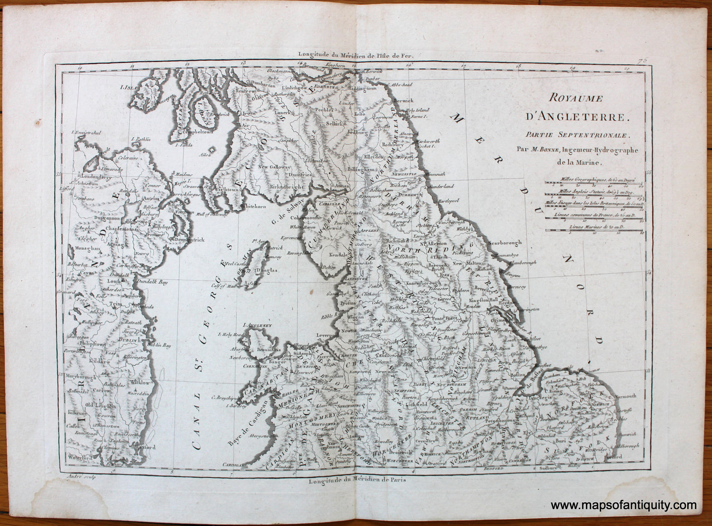 Antique-Map-England-Wales-Ireland-Scotland-Angleterre-Bonne-Desmarest-1787