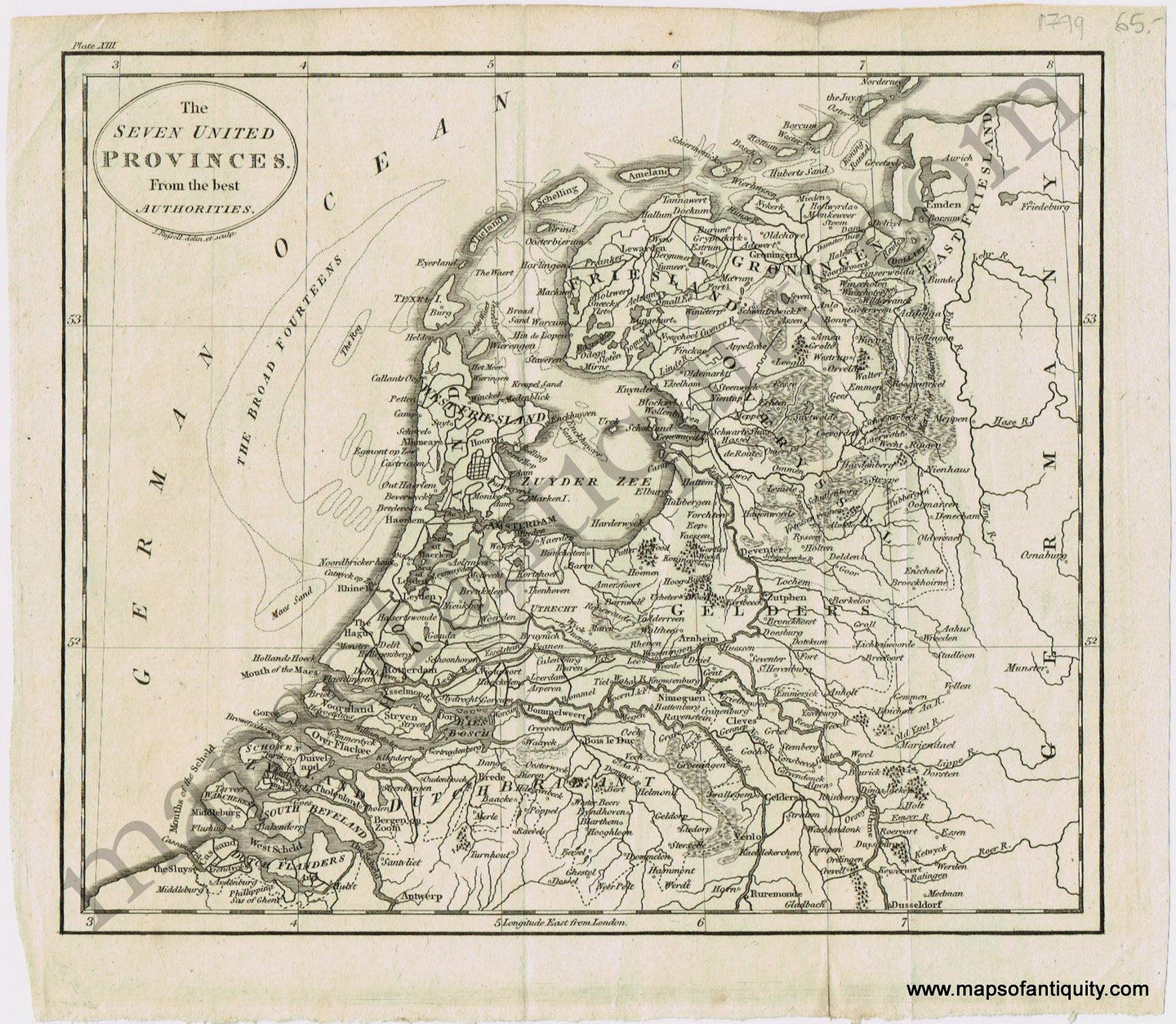 Antique-Map-Netherlands-The-Seven-United-Provinces-from-the-Best-Authorities-Russel-1799-1790s-1700s