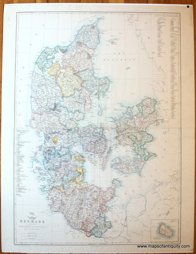 Antique-Map-Denmark-Including-Schleswig-&-Holstein-and-Bornholm-Lowry-Weekly-Dispatch-Atlas-1860s-1800s-Mid-Late-19th-Century-Maps-of-Antiquity