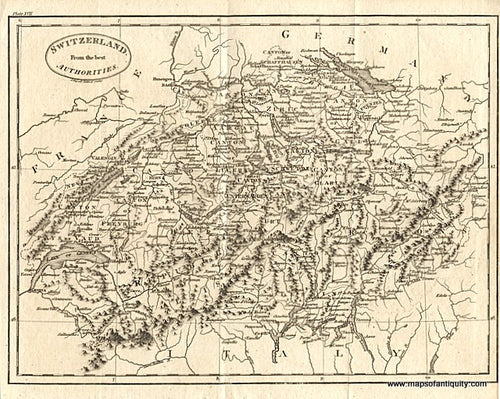 Black-and-white--Switzerland-from-the-Best-Authorities-Europe-Switzerland-1799-Russell-Maps-Of-Antiquity