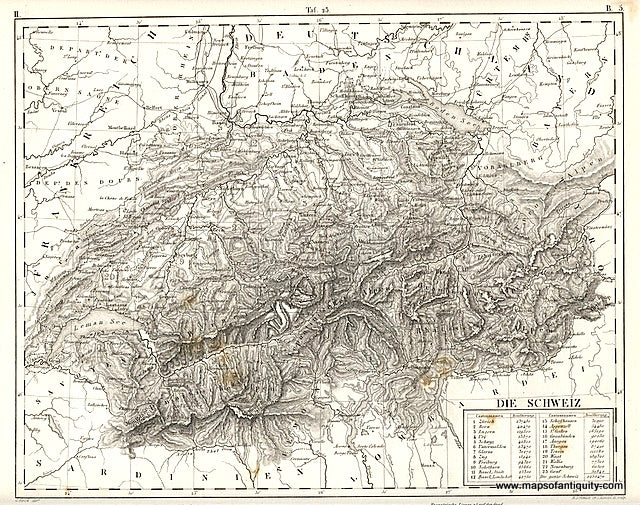 Black-and-white-Die-Schweiz-***********-Europe-Switzerland-1851-Heck-Schmidt-Maps-Of-Antiquity