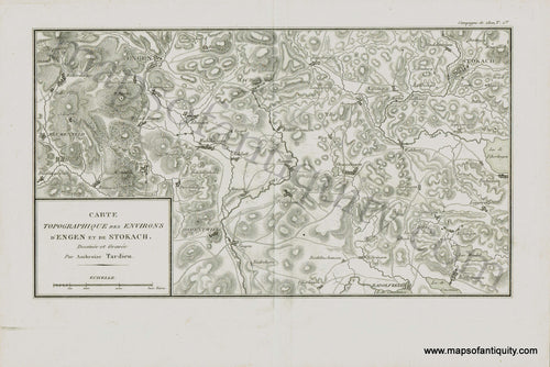 Antique-Map-Carte-Topographique-des-Environs-D'Engen-et-de-Stokach-Germany-south-west-southwestern-Stockach-Engen-Cities-Towns-City-Town-German-Tardieu-French-1800-1800s-Early-19th-Century-Maps-of-Antiquity