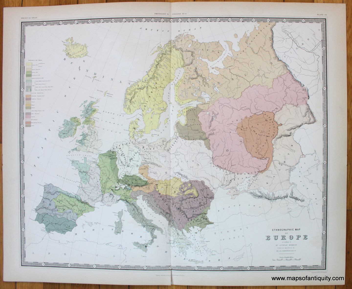 Ethnographic-Map-of-Europe-Johnston-1856-Antique-Map-1850s-1800s