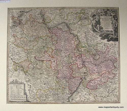 Antique-Hand-Colored-Map-Exactissima-Palatinatus-ad-Rhenum-Tabula-in-qua-Episcopatus-Wormaciensis-et-Spirensis-Ducatus-Bipontinus-Europe-Germany-c.-1725-J.B.-Homann-Maps-Of-Antiquity